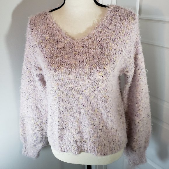 wild fable Sweaters - WILD FABLE LONG SLEEVE FUZZY V-NECK TINSEL SWEATER